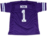 WARREN MOON SIGNED WASHINGTON HUSKIES #1 PURPLE JERSEY W/ 78 ROSE BOWL MVP