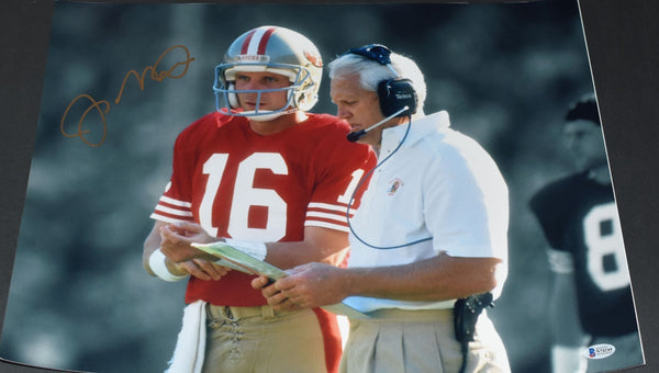 JOE MONTANA SIGNED SAN FRANCISCO 49ERS W/ BILL WALSH 16x20 PHOTO BECKETT