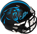 CHUBA HUBBARD SIGNED CAROLINA PANTHERS BLACK FULL SIZE SPEED HELMET BECKETT
