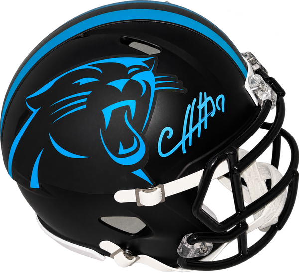 CHUBA HUBBARD SIGNED CAROLINA PANTHERS BLACK FULL SIZE SPEED HELMET BECKETT