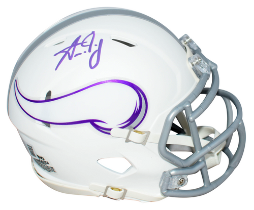 AARON JONES SIGNED MINNESOTA VIKINGS 2024 WHITE SPEED MINI HELMET BECKETT