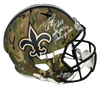 DREW BREES SIGNED NEW ORLEANS SAINTS CAMO FULL SIZE HELMET W/ NFL PASSING LEADER