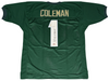 COREY COLEMAN AUTOGRAPHED BAYLOR BEARS #1 GREEN JERSEY W/ 2015 BILETNIKOFF