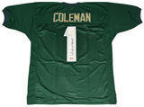 COREY COLEMAN AUTOGRAPHED BAYLOR BEARS #1 GREEN JERSEY W/ 2015 BILETNIKOFF