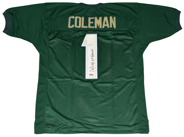 COREY COLEMAN AUTOGRAPHED BAYLOR BEARS #1 GREEN JERSEY W/ 2015 BILETNIKOFF