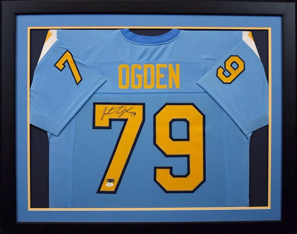 JONATHAN OGDEN AUTOGRAPHED UCLA BRUINS #79 FRAMED JERSEY JSA