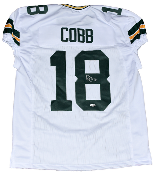 RANDALL COBB SIGNED GREEN BAY PACKERS #18 WHITE GAME CUT JERSEY JSA
