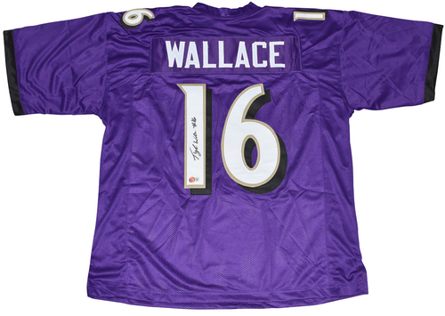 TYLAN WALLACE SIGNED AUTOGRAPHED BALTIMORE RAVENS #16 PURPLE JERSEY BECKETT