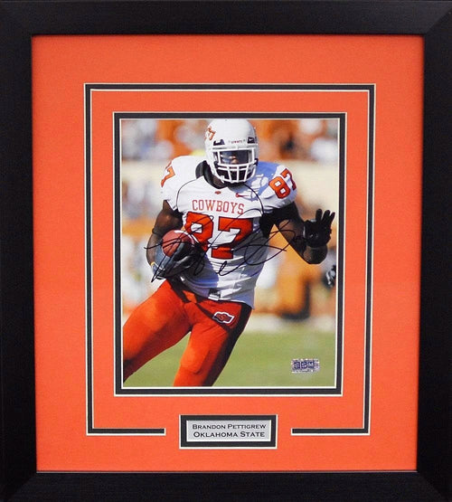 BRANDON PETTIGREW SIGNED OKLAHOMA STATE COWBOYS 8x10 FRAMED PHOTO COA