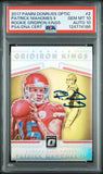 PATRICK MAHOMES SIGNED 2017 PANINI DONRUSS OPTIC GRIDIRON KINGS PSA 10 AUTO 10