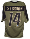 AMON-RA ST BROWN SIGNED DETROIT LIONS #14 SALUTE TO SERVICE JERSEY BECKETT