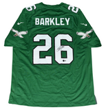 SAQUON BARKLEY SIGNED PHILADELPHIA EAGLES #26 KELLY GREEN NIKE JERSEY BECKETT