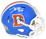 TALANOA HUFANGA SIGNED DENVER BRONCOS THROWBACK SPEED MINI HELMET BECKETT