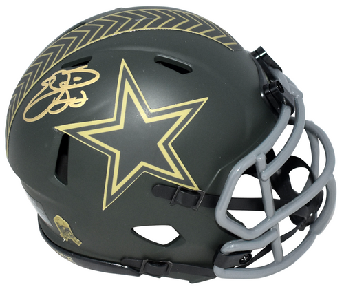 EMMITT SMITH SIGNED DALLAS COWBOYS SALUTE TO SERVICE 4 SPEED MINI HELMET BECKETT