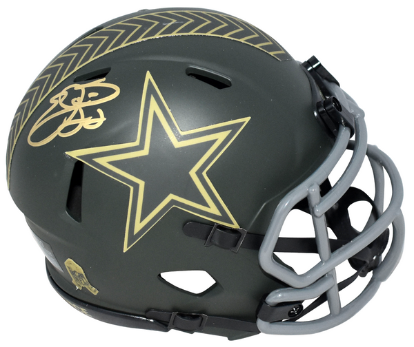 EMMITT SMITH SIGNED DALLAS COWBOYS SALUTE TO SERVICE 4 SPEED MINI HELMET BECKETT