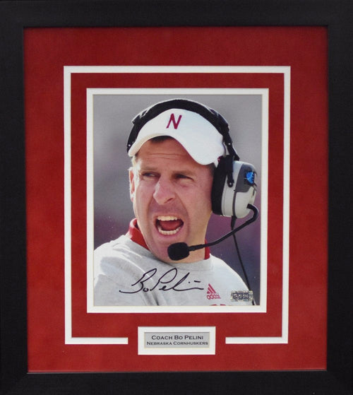 BO PELINI AUTOGRAPHED NEBRASKA CORNHUSKERS 8x10 FRAMED PHOTO COA