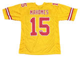 KANSAS CITY CHIEFS PATRICK MAHOMES SIGNED AUTOGRAPHED #15 GOLD JERSEY BECKETT