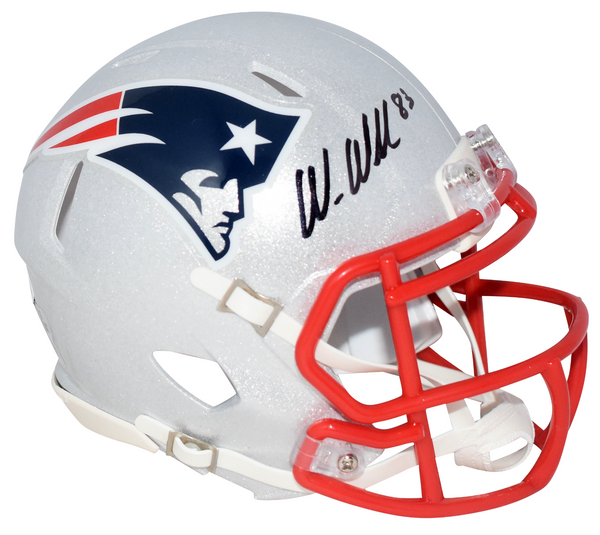 WES WELKER AUTOGRAPHED NEW ENGLAND PATRIOTS SPEED MINI HELMET JSA