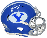 JIM McMAHON AUTOGRAPHED BYU COUGARS BLUE SPEED MINI HELMET BECKETT