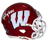 JAKE FERGUSON AUTOGRAPHED WISCONSIN BADGERS FLASH SPEED MINI HELMET BECKETT