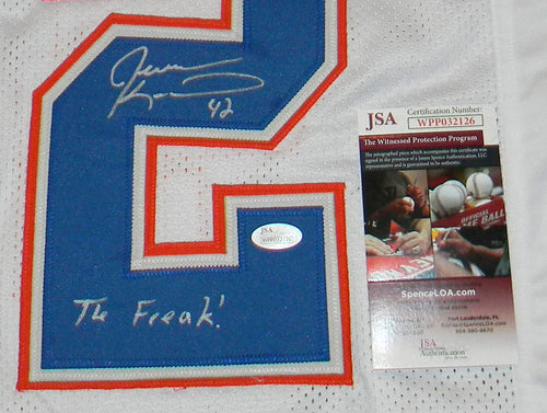 JEVON KEARSE AUTOGRAPHED SIGNED FLORIDA GATORS #42 WHITE JERSEY W/ THE FREAK