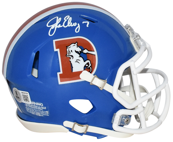 JOHN ELWAY SIGNED DENVER BRONCOS THROWBACK SPEED MINI HELMET BECKETT