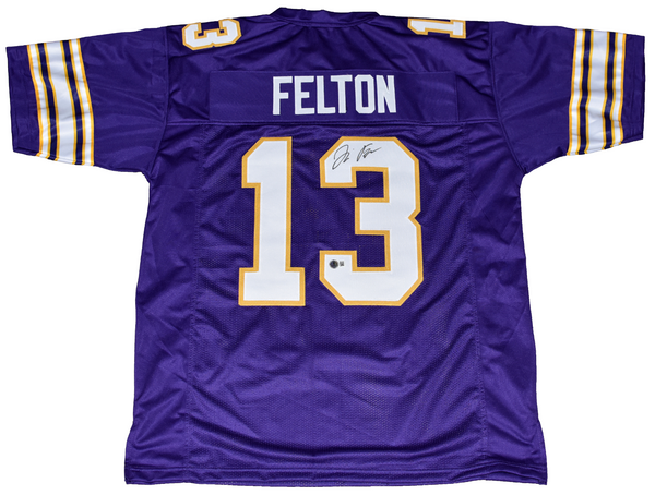 TAI FELTON AUTOGRAPHED MINNESOTA VIKINGS #13 PURPLE JERSEY BECKETT