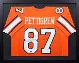 BRANDON PETTIGREW SIGNED OKLAHOMA STATE COWBOYS #87 ORANGE FRAMED JERSEY COA