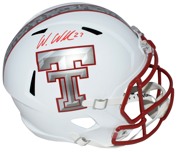 WES WELKER SIGNED TEXAS TECH RED RAIDERS GALVANICED FULL SIZE SPEED HELMET JSA