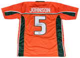 ANDRE JOHNSON AUTOGRAPHED MIAMI HURRICANES #5 ORANGE JERSEY BECKETT