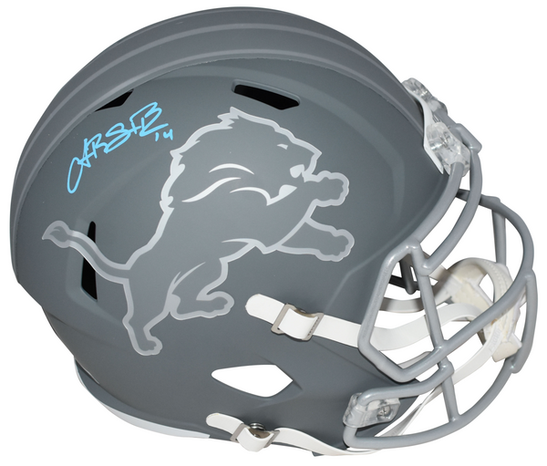 AMON-RA ST BROWN SIGNED DETROIT LIONS SLATE FULL SIZE SPEED HELMET BECKETT