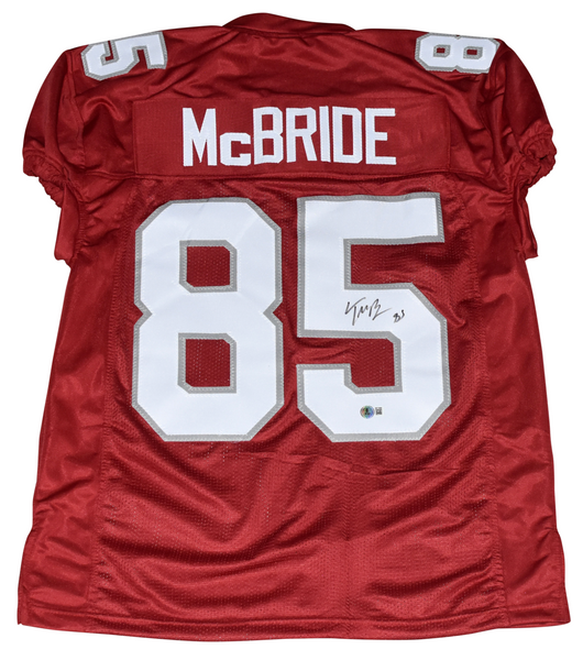 TREY McBRIDE SIGNED ARIZONA CARDINALS #85 RED GAME CUT JERSEY BECKETT