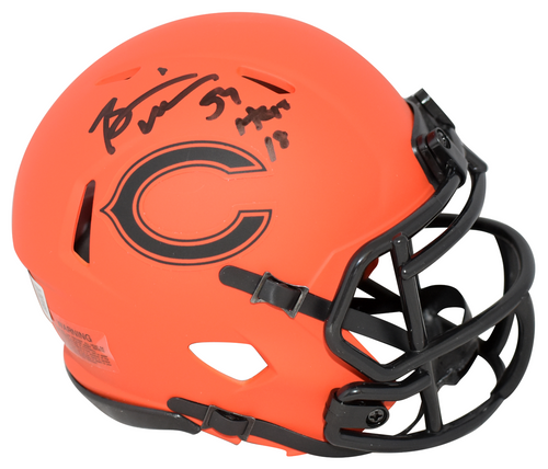 BRIAN URLACHER SIGNED CHICAGO BEARS RAVE SPEED MINI HELMET W/ HOF 18