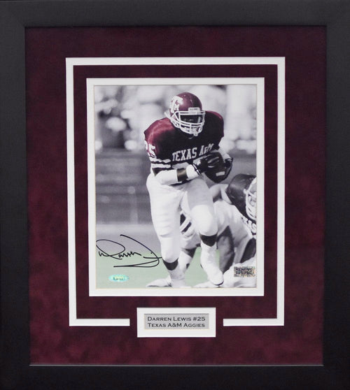 DARREN LEWIS AUTOGRAPHED TEXAS A&M AGGIES 8x10 FRAMED PHOTO TRISTAR
