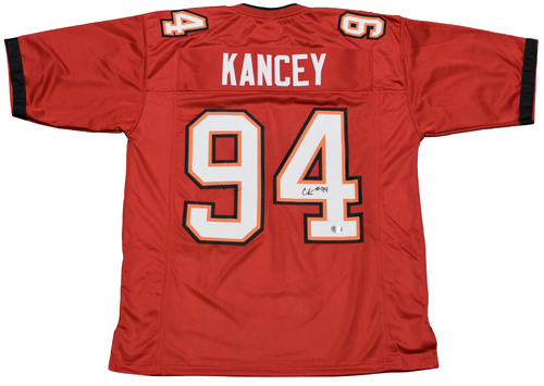 CALIJAH KANCEY SIGNED TAMPA BAY BUCCANEERS BUCS #94 RED JERSEY BECKETT