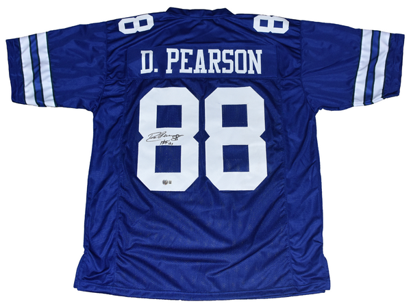 DREW PEARSON SIGNED DALLAS COWBOYS #88 BLUE JERSEY BECKETT W/ HOF 21