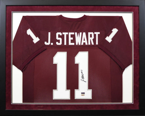 JONATHAN STEWART SIGNED TEXAS A&M AGGIES #11 MAROON FRAMED JERSEY TRISTAR