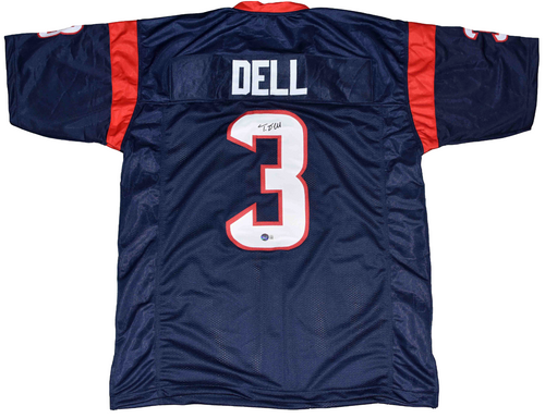 TANK DELL AUTOGRAPHED SIGNED HOUSTON TEXANS #3 NAVY JERSEY BECKETT