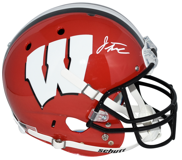 JONATHAN TAYLOR AUTOGRAPHED WISCONSIN BADGERS RED FULL SIZE HELMET BECKETT