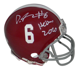 DEVONTA SMITH SIGNED ALABAMA CRIMSON TIDE MINI HELMET W/ HEISMAN 2020