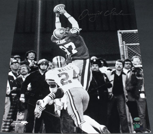 DWIGHT CLARK AUTOGRAPHED SAN FRANCISCO 49ERS THE CATCH B&W 16x20 PHOTO GTSM