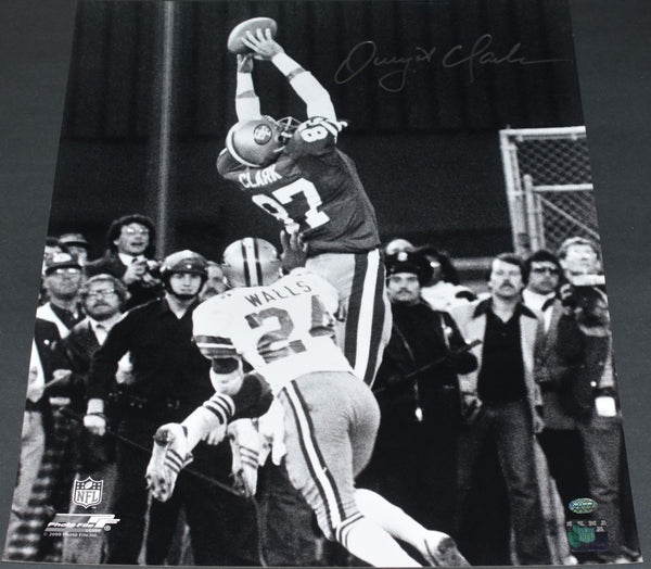 DWIGHT CLARK AUTOGRAPHED SAN FRANCISCO 49ERS THE CATCH B&W 16x20 PHOTO GTSM