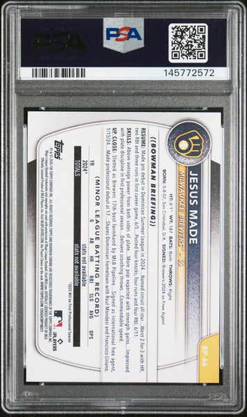 JESUS MADE SIGNED 2025 BOWMAN PAPER 1ST ROOKIE RC GEM MINT PSA 10 AUTO 10