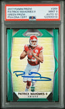 PATRICK MAHOMES SIGNED 2017 PANINI GREEN PRIZM ROOKIE #269 RC PSA 9 AUTO 10