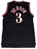 ALLEN IVERSON SIGNED PHILADELPHIA 76ERS #3 BLACK ADIDAS SWINGMAN JERSEY JSA