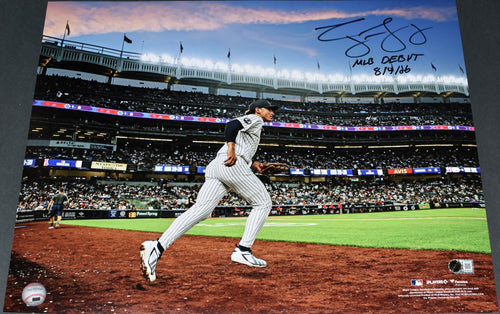 GEORGE LOMBARD JR SIGNED NEW YORK YANKEES 16x20 PHOTO W/ MLB DEBUT 8/4/26