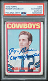 ROGER STAUBACH SIGNED 1972 TOPPS ROOKIE CARD#200 CAPTAIN AMERICA PSA GEM AUTO 10