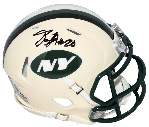 BREECE HALL AUTOGRAPHED NEW YORK JETS RETRO SPEED MINI HELMET BECKETT