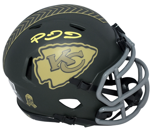 PATRICK MAHOMES SIGNED KANSAS CITY CHIEFS SALUTE TO SERVICE IV MINI HELMET BAS
