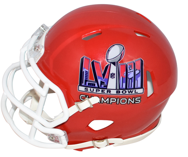 MECOLE HARDMAN SIGNED KANSAS CITY CHIEFS SUPER BOWL LVIII MINI HELMET BECKETT